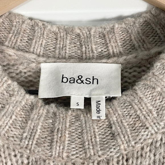 Ba&sh Bosco Striped Wool & Mohair Blend Sweater Pullover Grey Beige Black Small - Picture 7 of 13